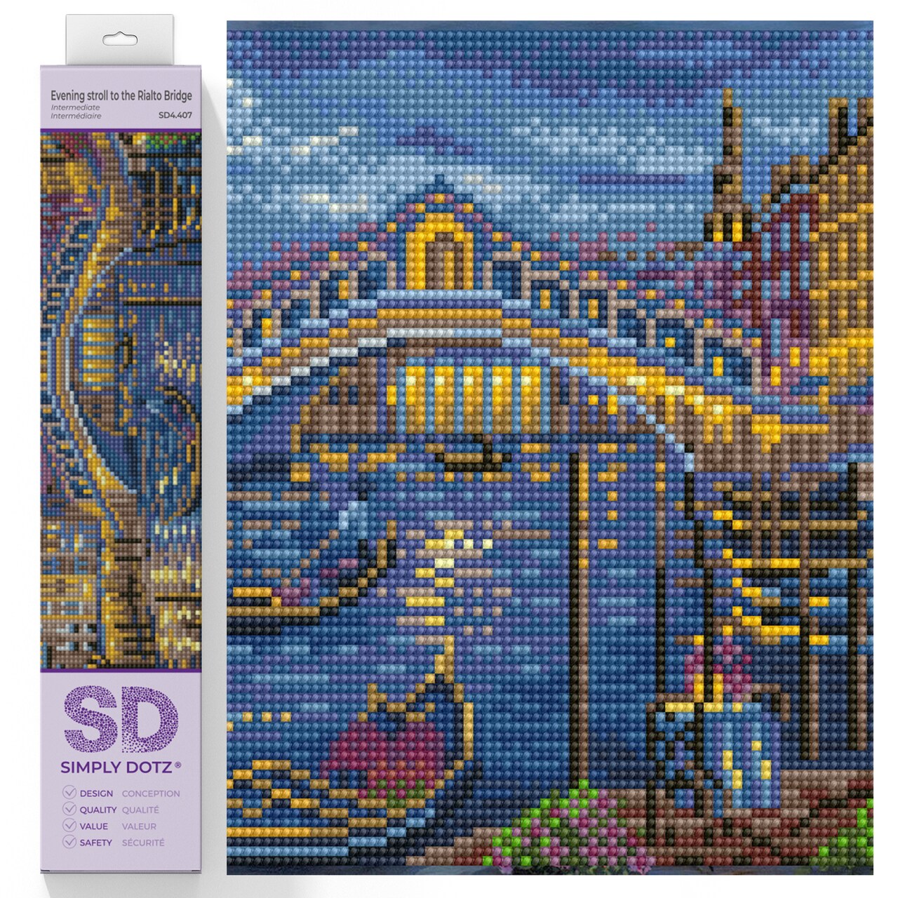 Diamond Dotz Evening stroll to the Rialto Bridge Diamond Painting Kits for Adults - Diamond Art Kits a Relaxing Creative Craft Kit with Dotz Gems 9.8x13.8